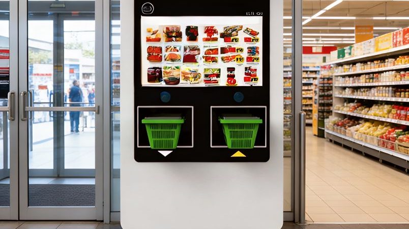 Máquina dispensadora en entrada de supermercado